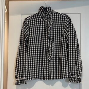 J. Crew Black and White Checkered Blouse
